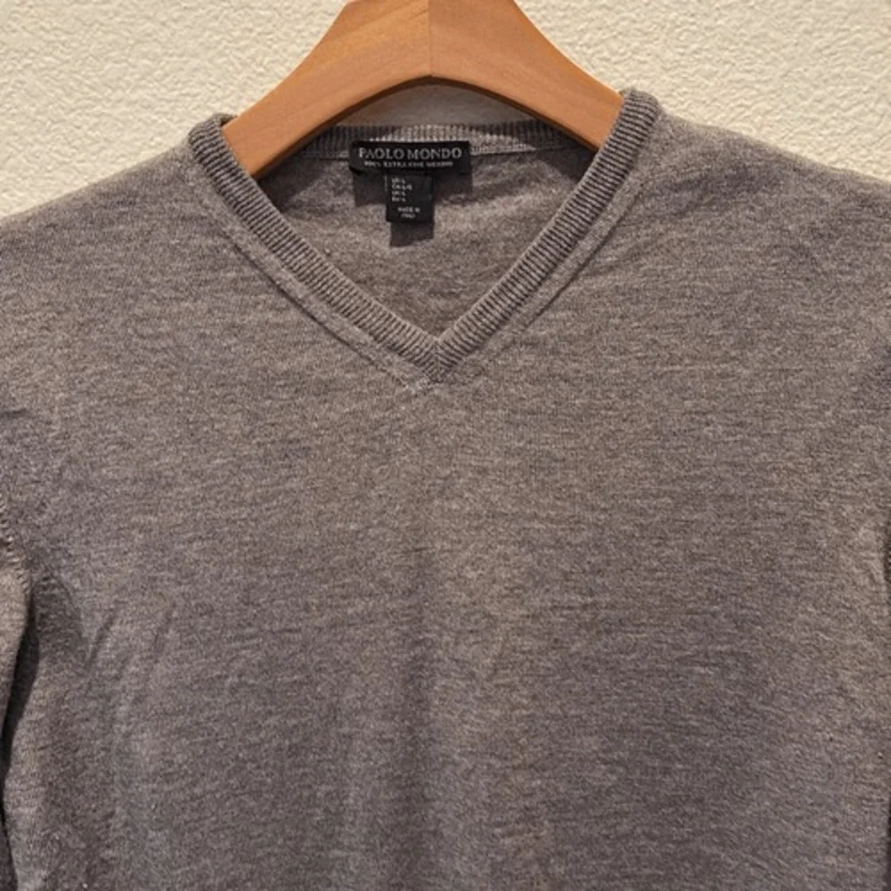Merino Virgin Wool Sweater Paolo Mondo Italy‎ Mens Large quiet luxury brown